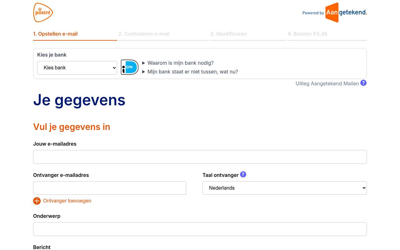 Screenshot van zend.aangetekendmailen.nl