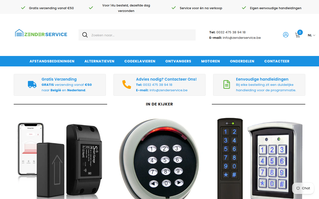 Screenshot van zenderservice.be