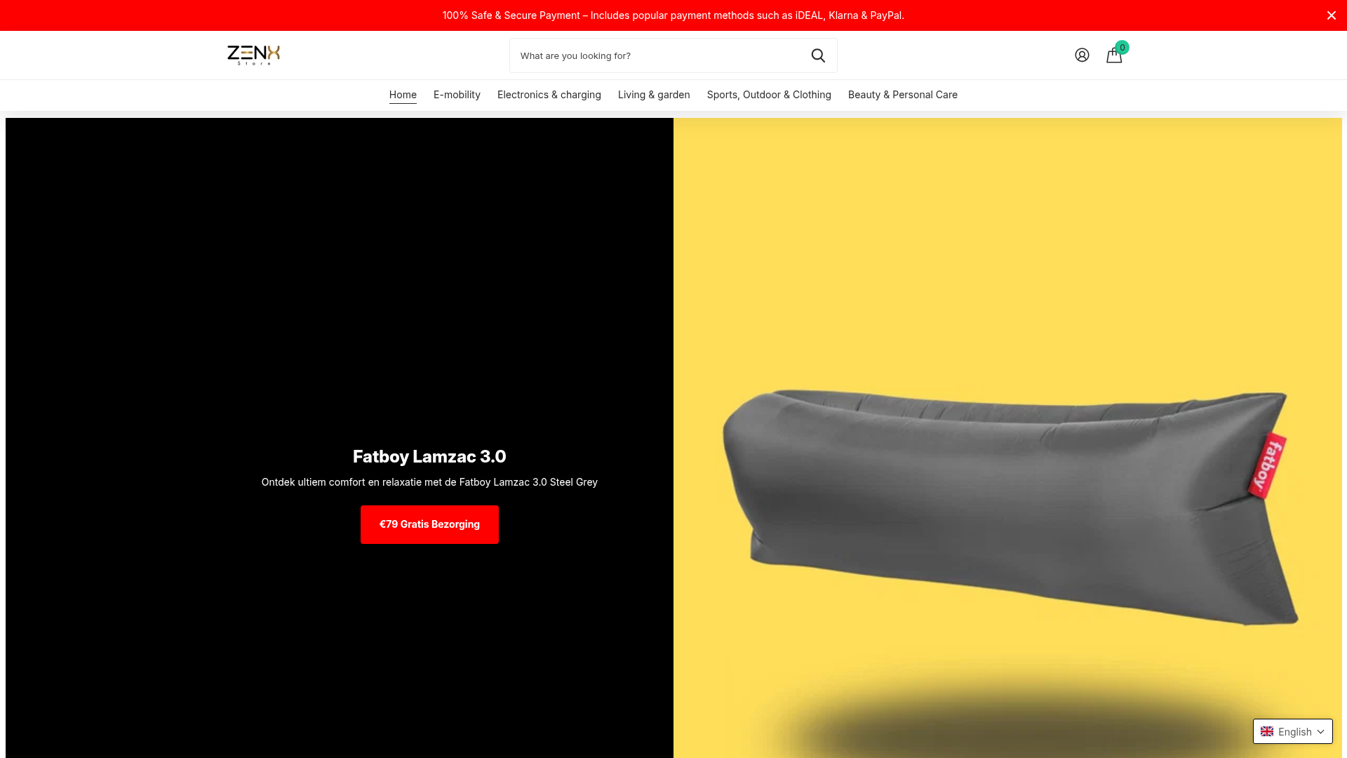 Screenshot van zenxstore.com