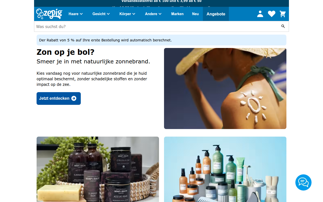 Screenshot van zepig.nl