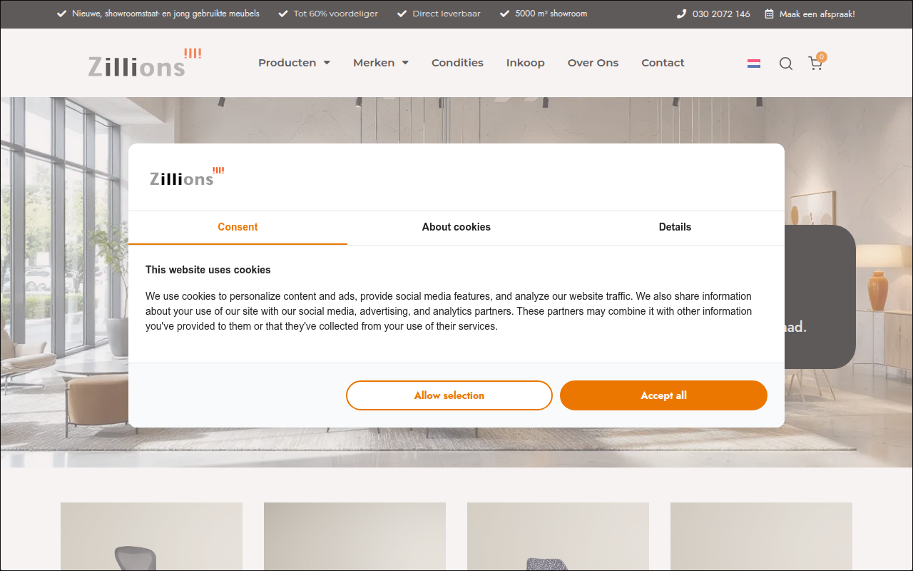 Screenshot van zillions.nl