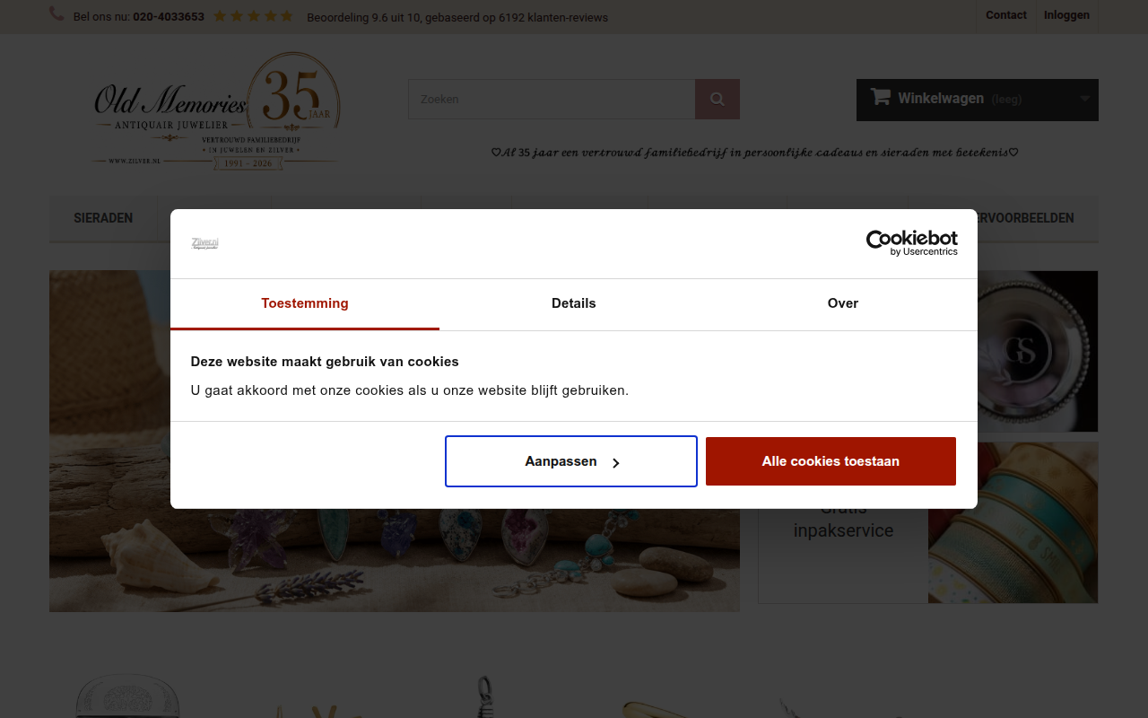 Screenshot van zilver.nl
