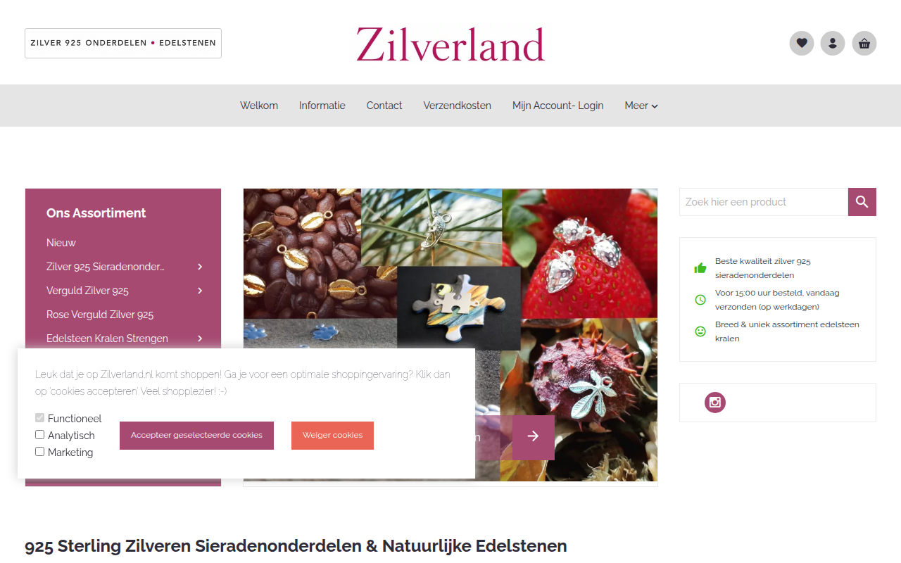 Screenshot van zilverland.nl