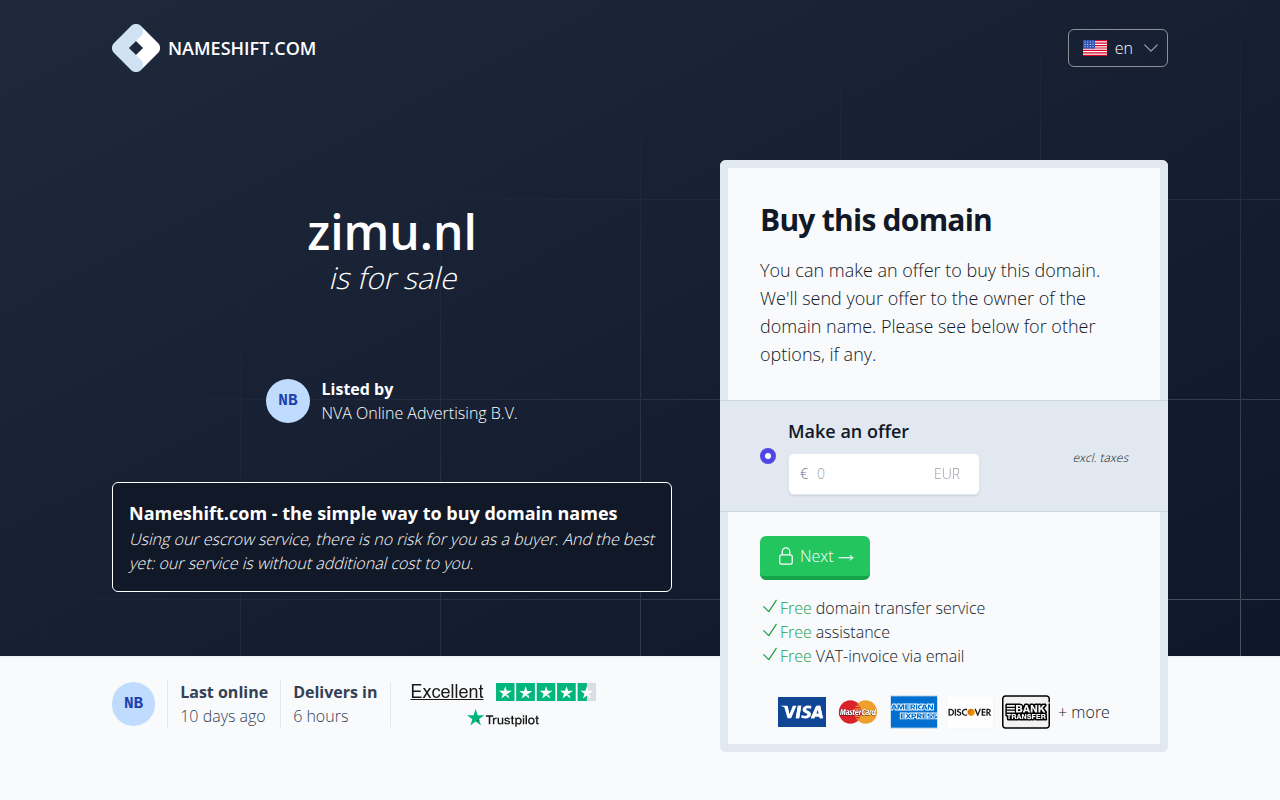 Screenshot van zimu.nl