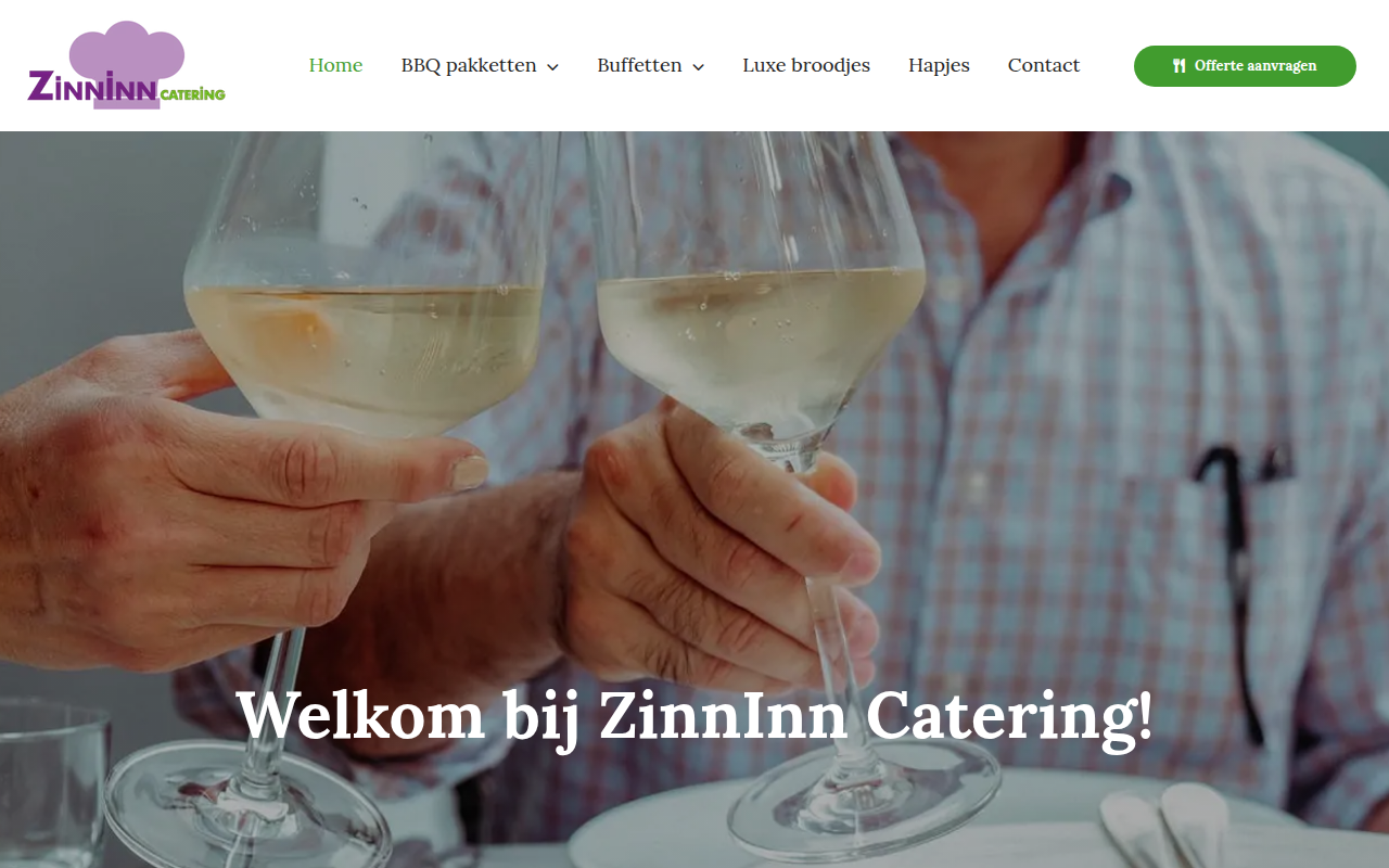Screenshot van zinninncatering.nl