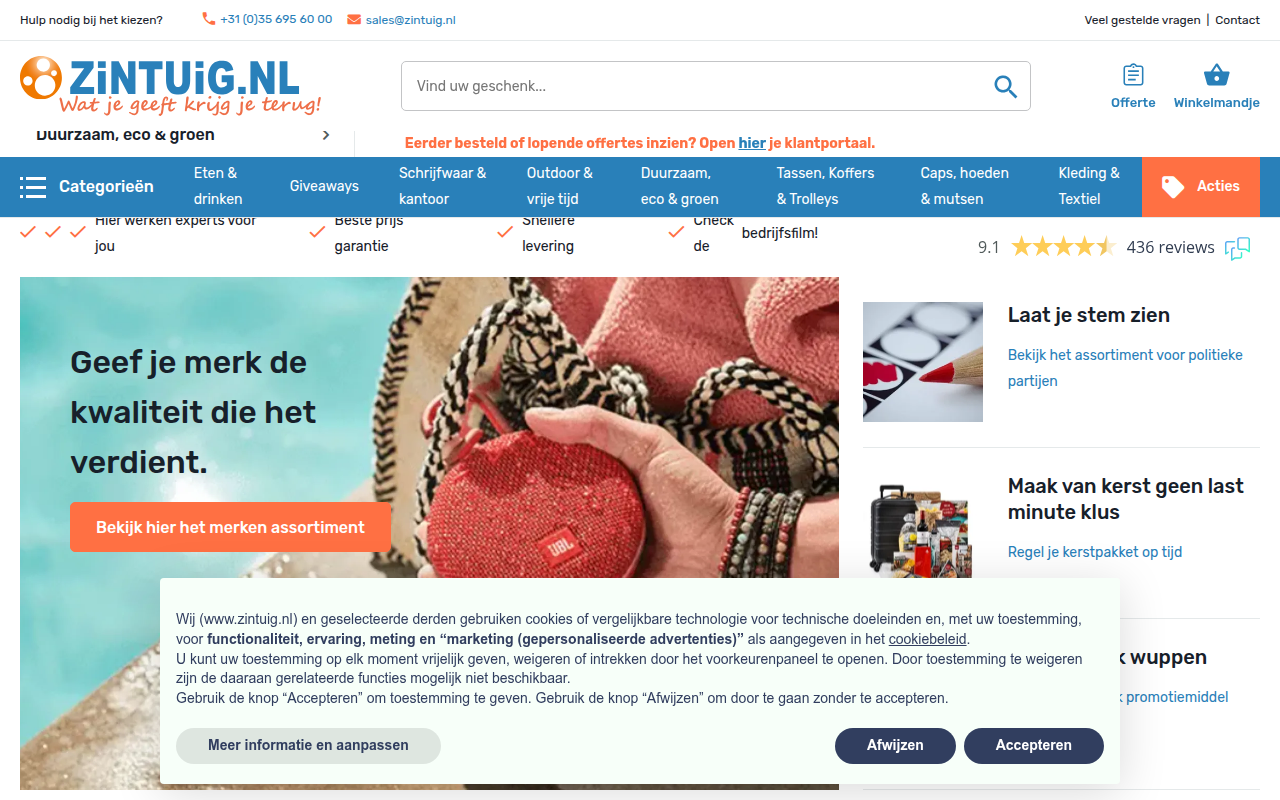 Screenshot van zintuig.nl