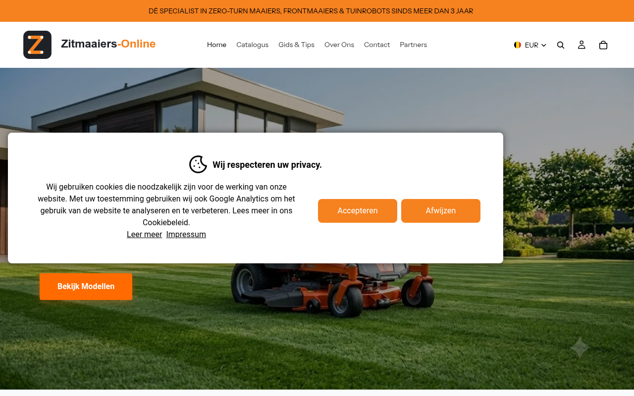 Screenshot van zitmaaiers-online.com