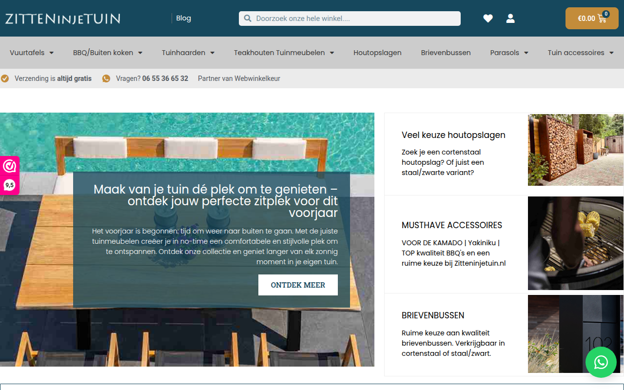Screenshot van zitteninjetuin.nl