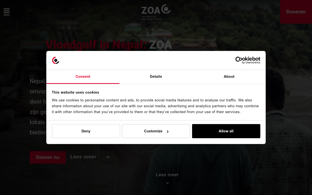 Screenshot van zoa.nl