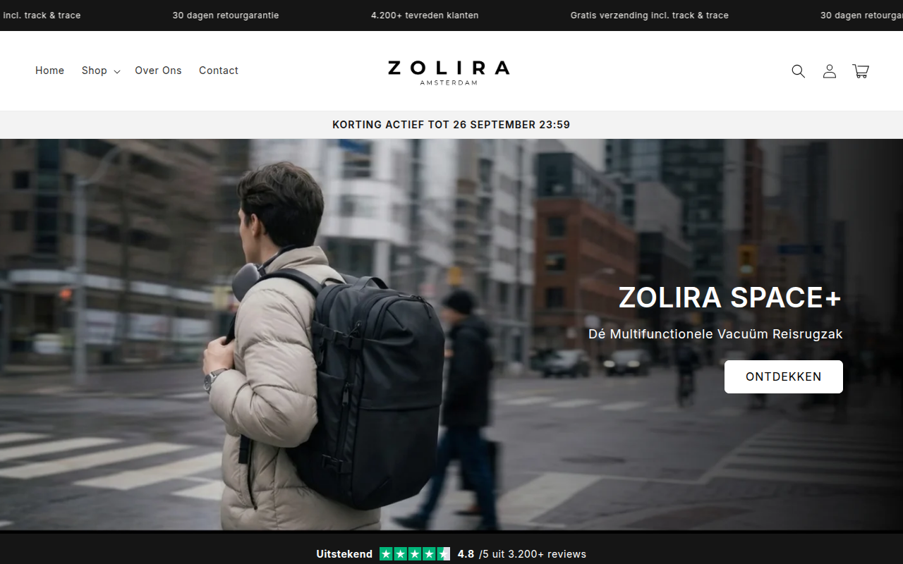 Screenshot van zolira.nl