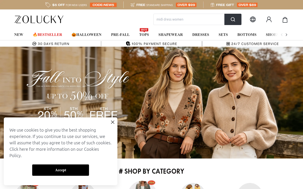 Screenshot van zolucky.com