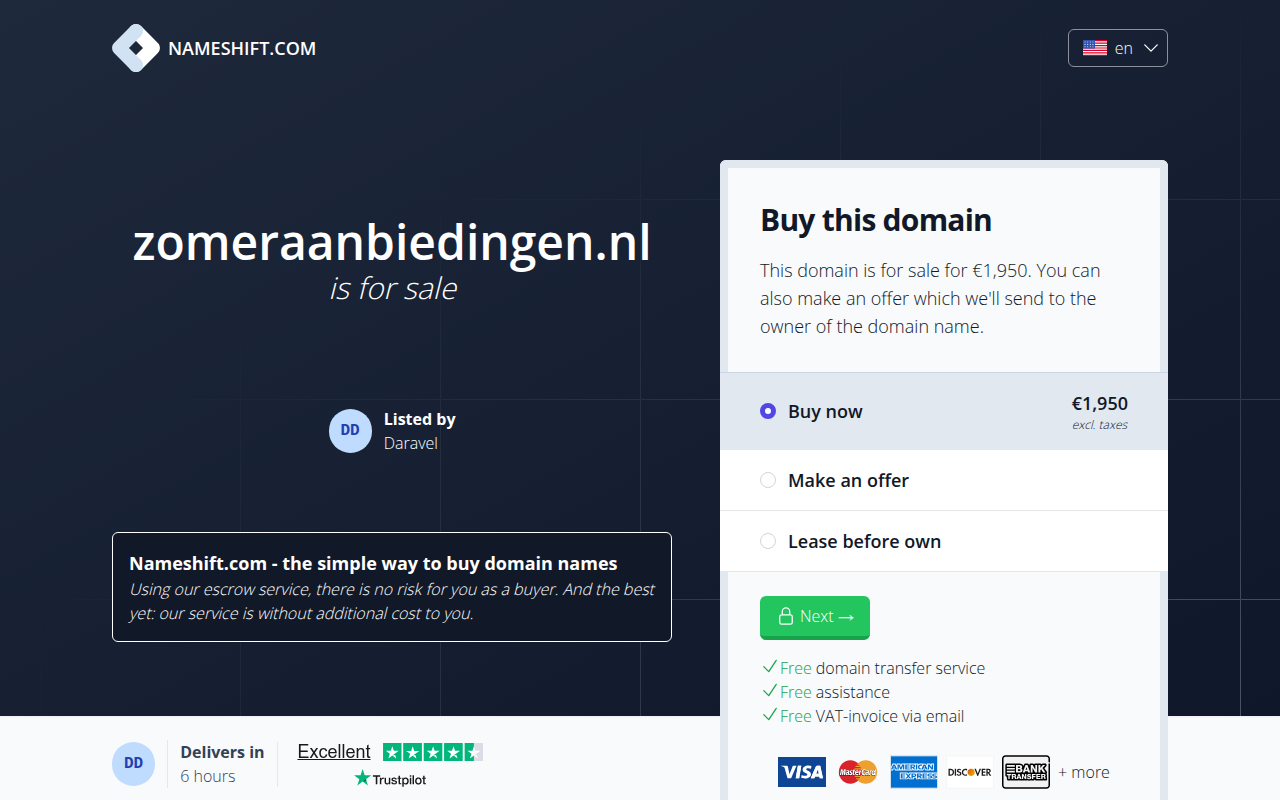 Screenshot van zomeraanbiedingen.nl