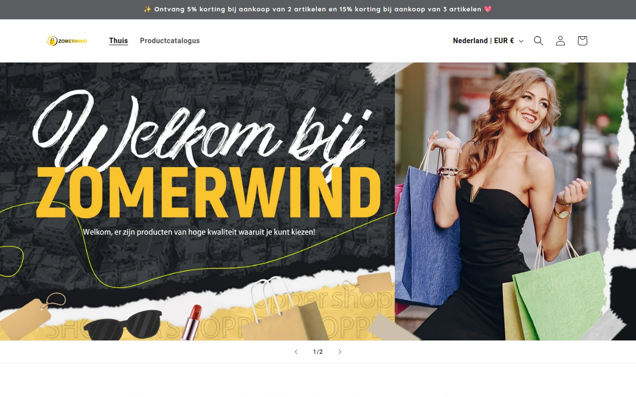 Screenshot van zomerwind.com