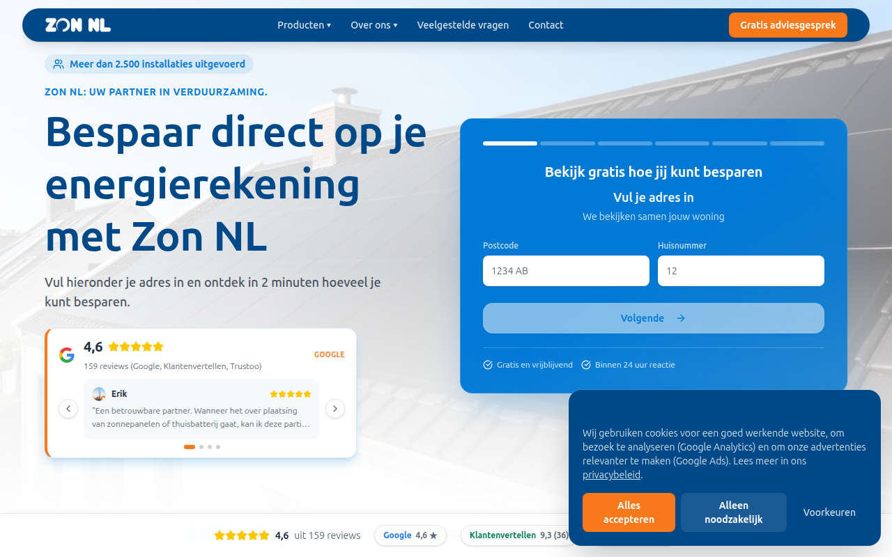 Screenshot van zon-nl.nl