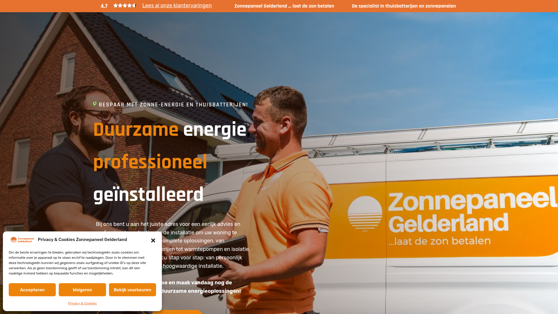 Screenshot van zonnepaneelgelderland.nl