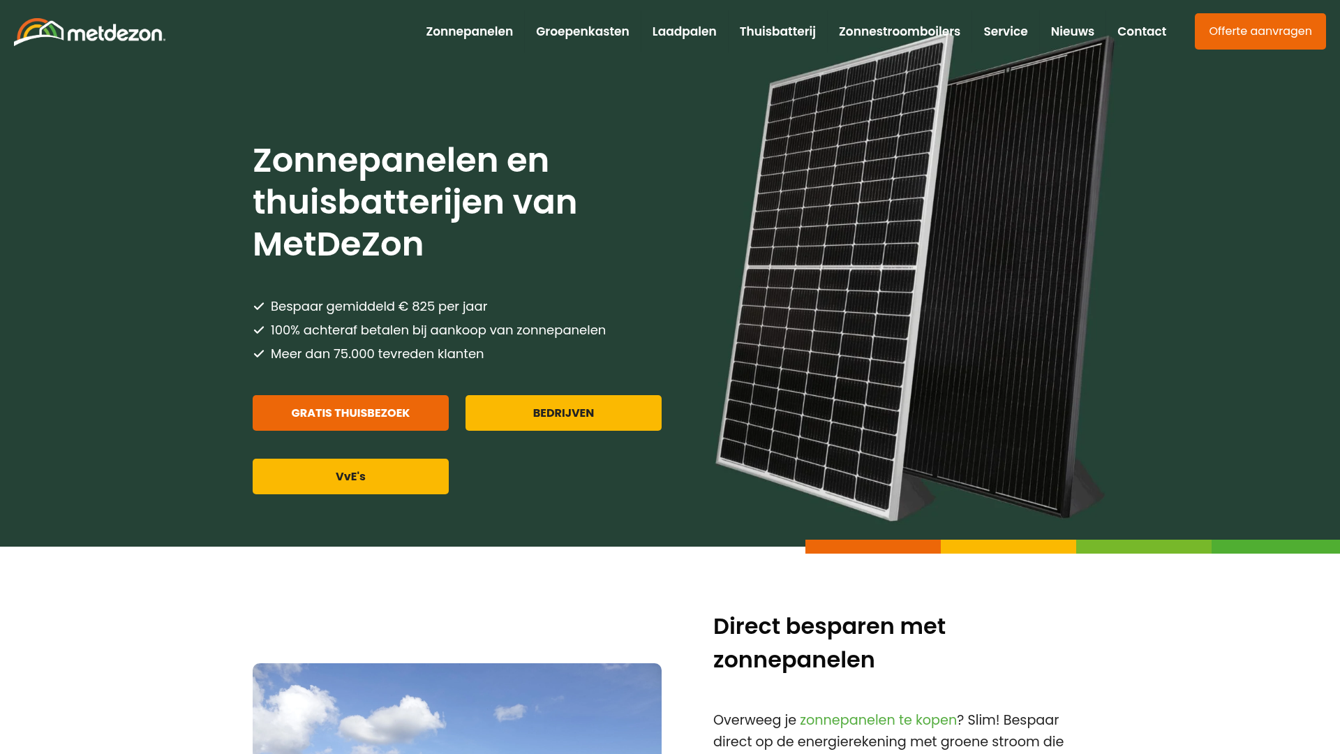 Screenshot van zonnepanelen.nl