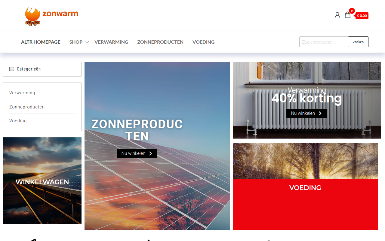 Screenshot van zonwarm.com