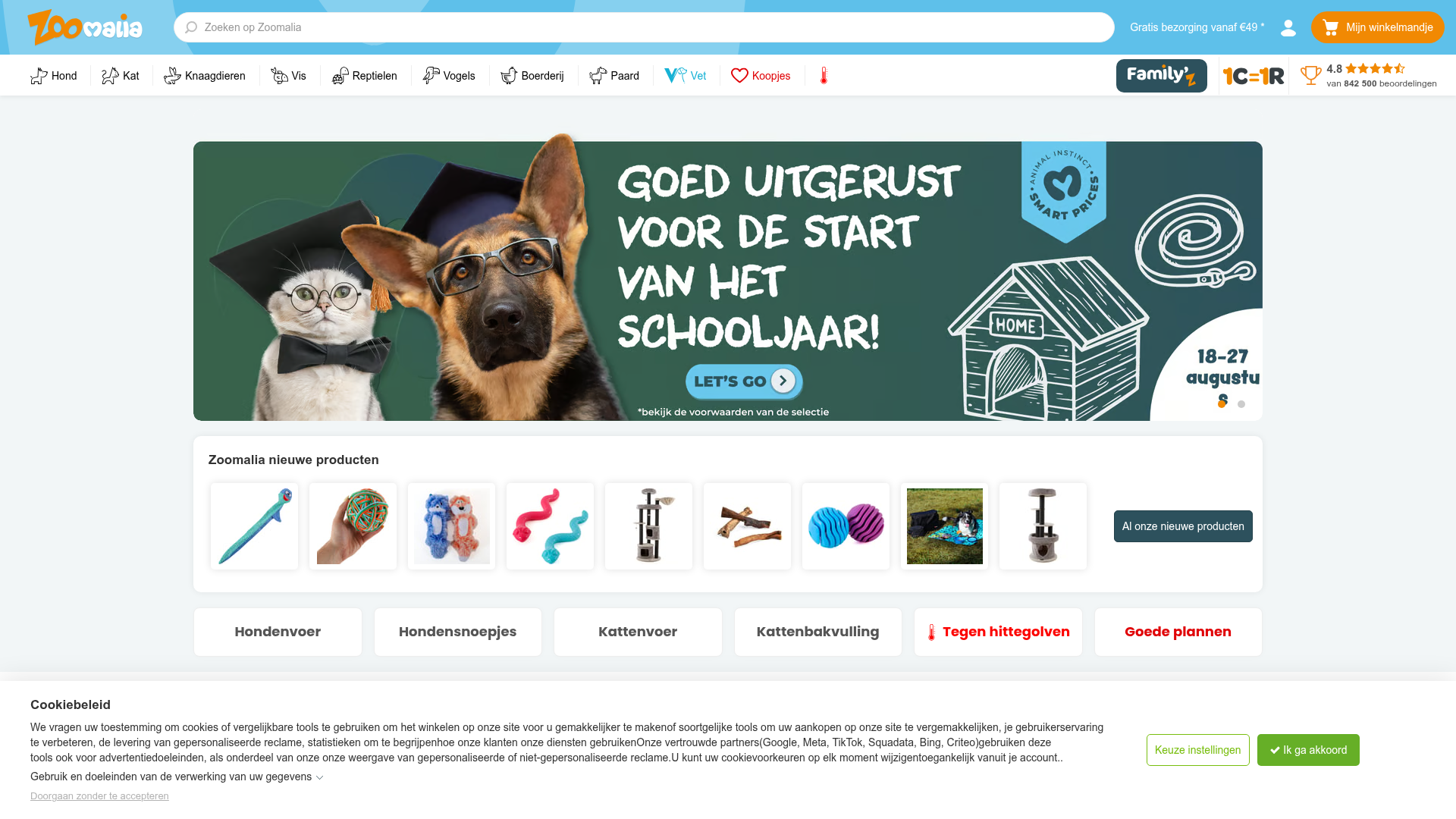 Screenshot van zoomalia.nl