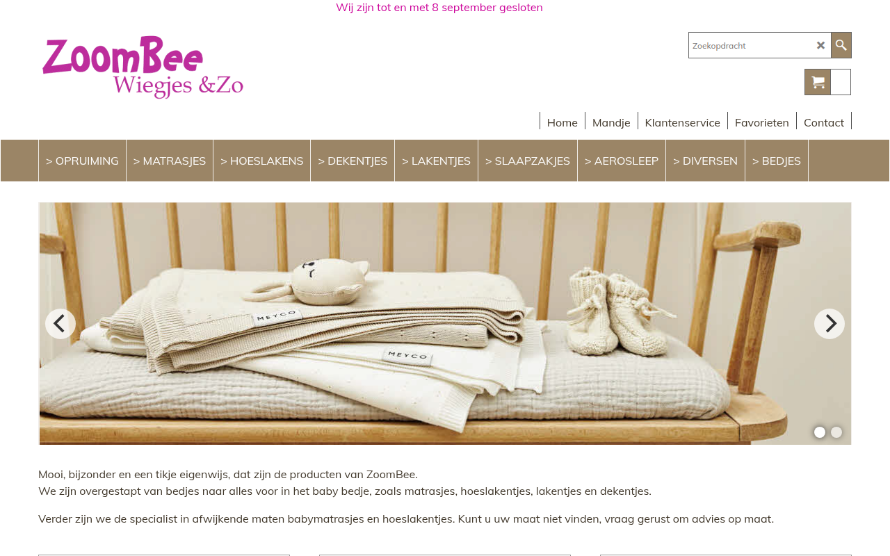 Screenshot van zoombee.nl