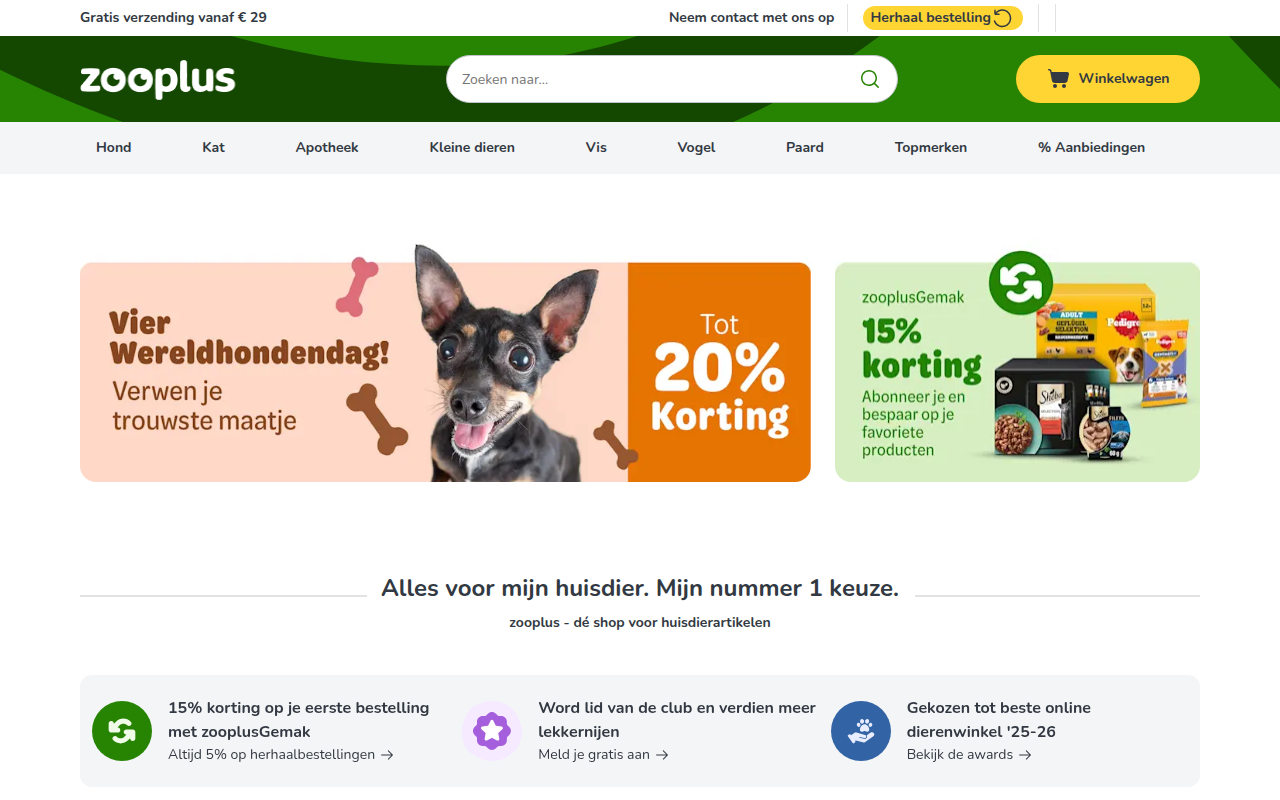 Screenshot van zooplus.nl