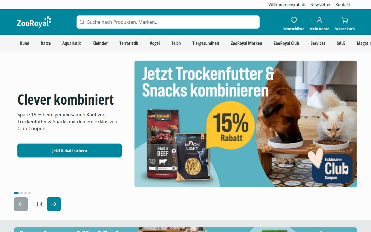 Screenshot van zooroyal.de