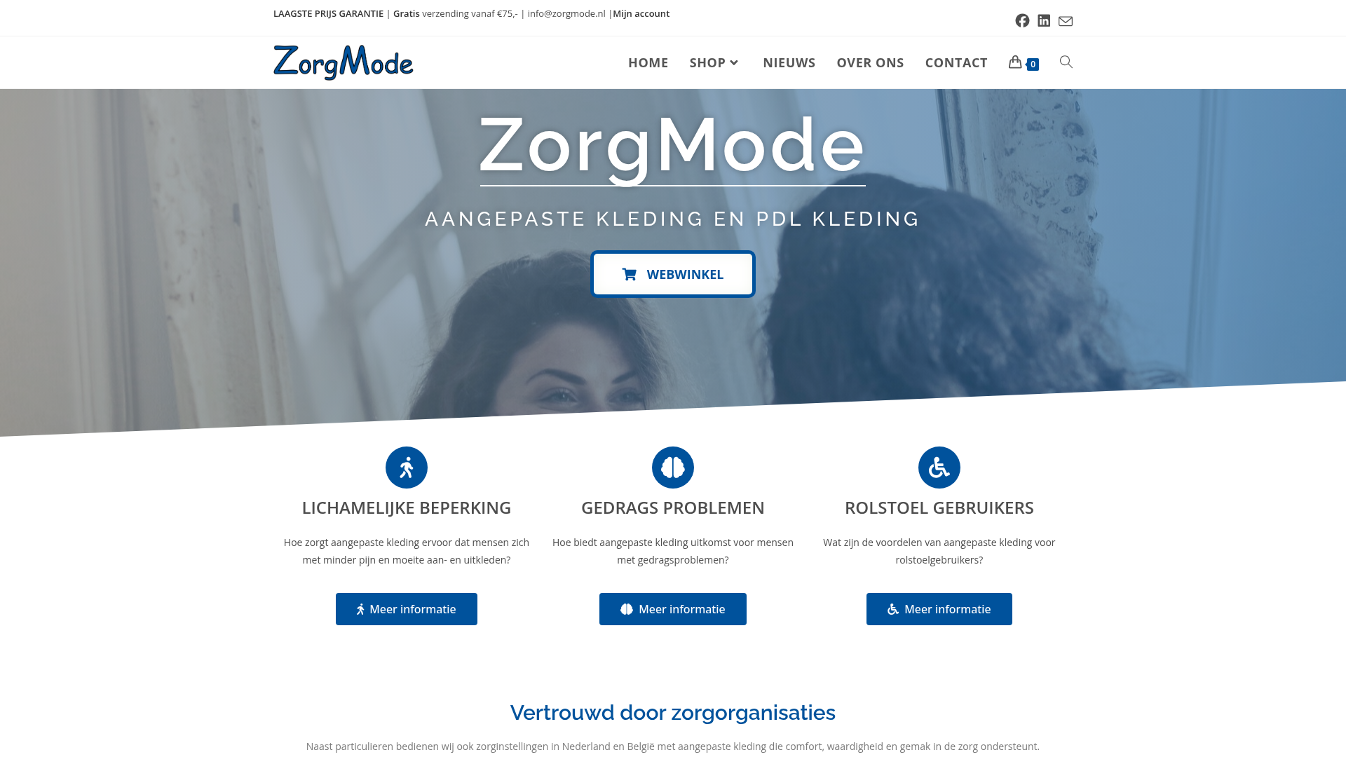 Screenshot van zorgmode.nl