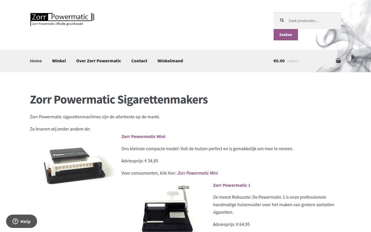 Screenshot van zorrpowermatic.nl