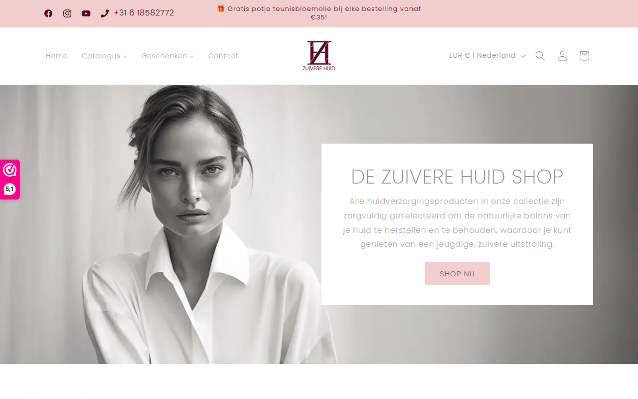 Screenshot van zuiverehuid.nl