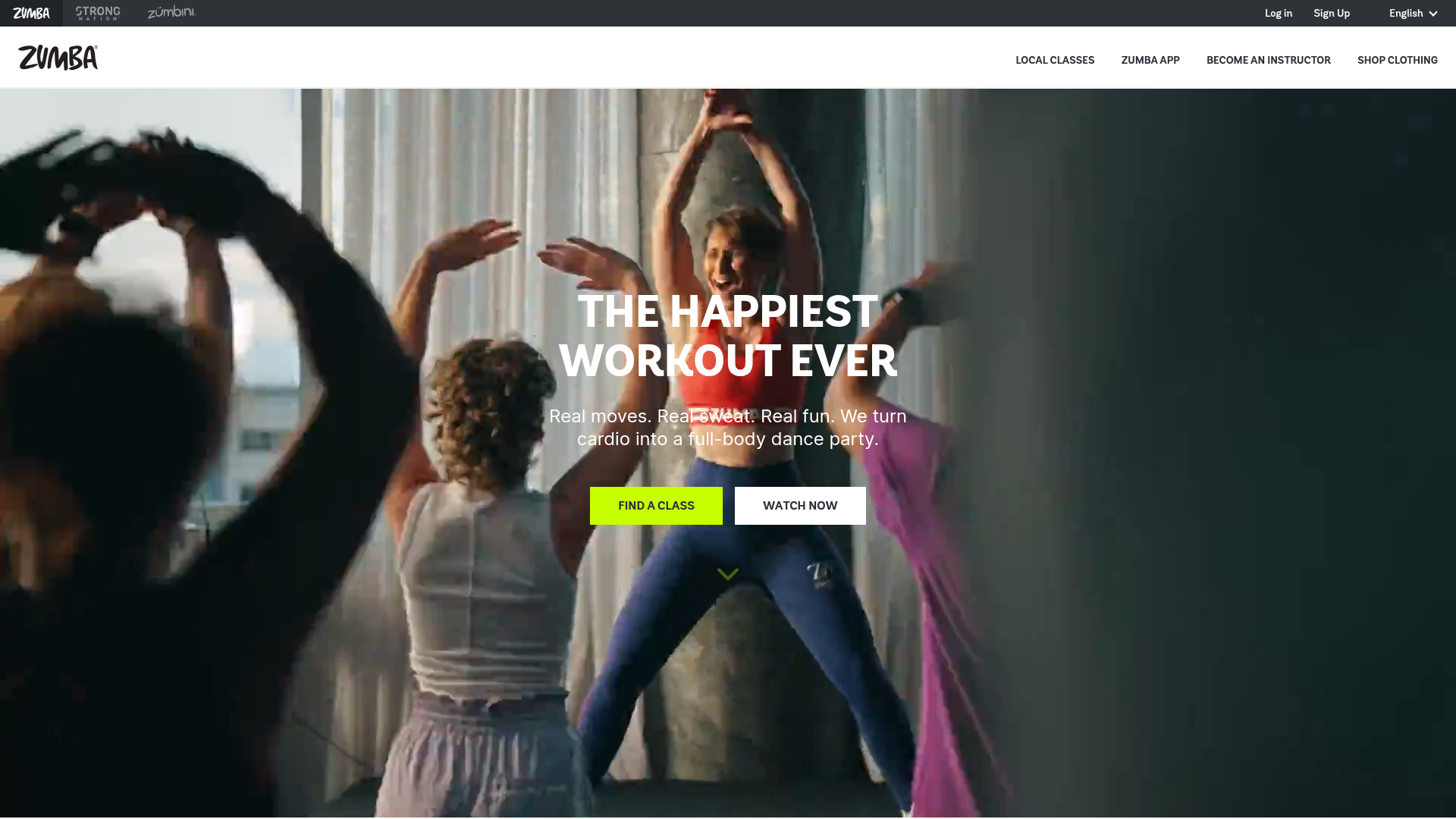 Screenshot van zumba.com