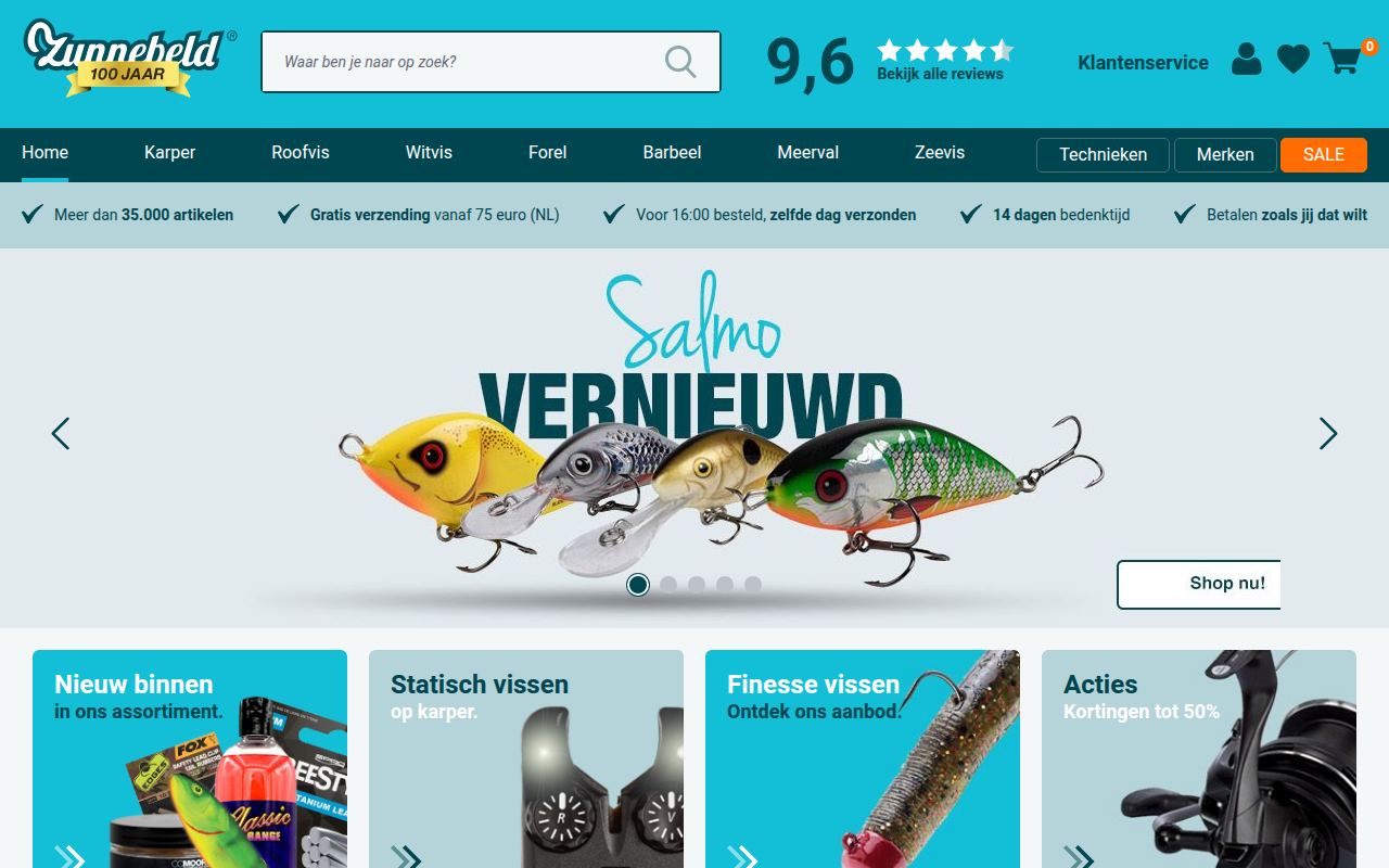 Screenshot van zunnebeld.nl