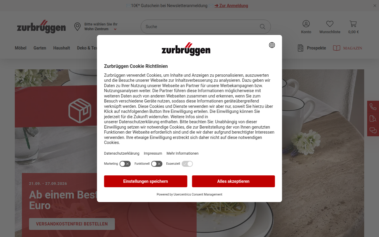 Screenshot van zurbrueggen.de