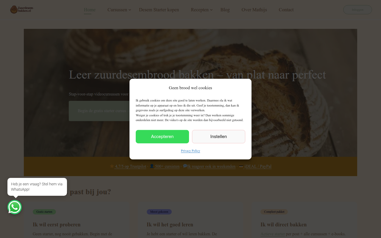 Screenshot van zuurdesem-bakken.nl