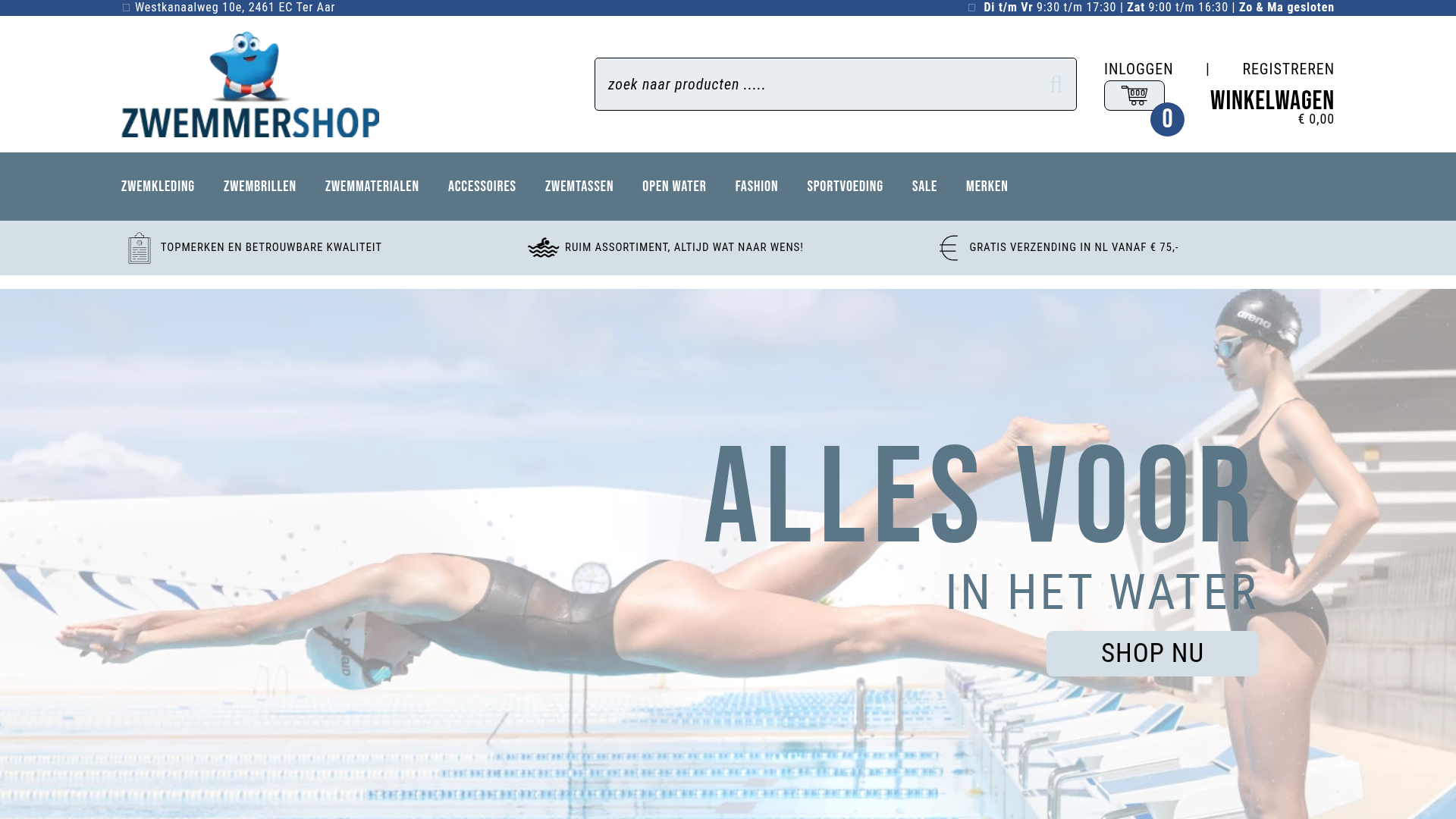 Screenshot van zwemmershop.nl