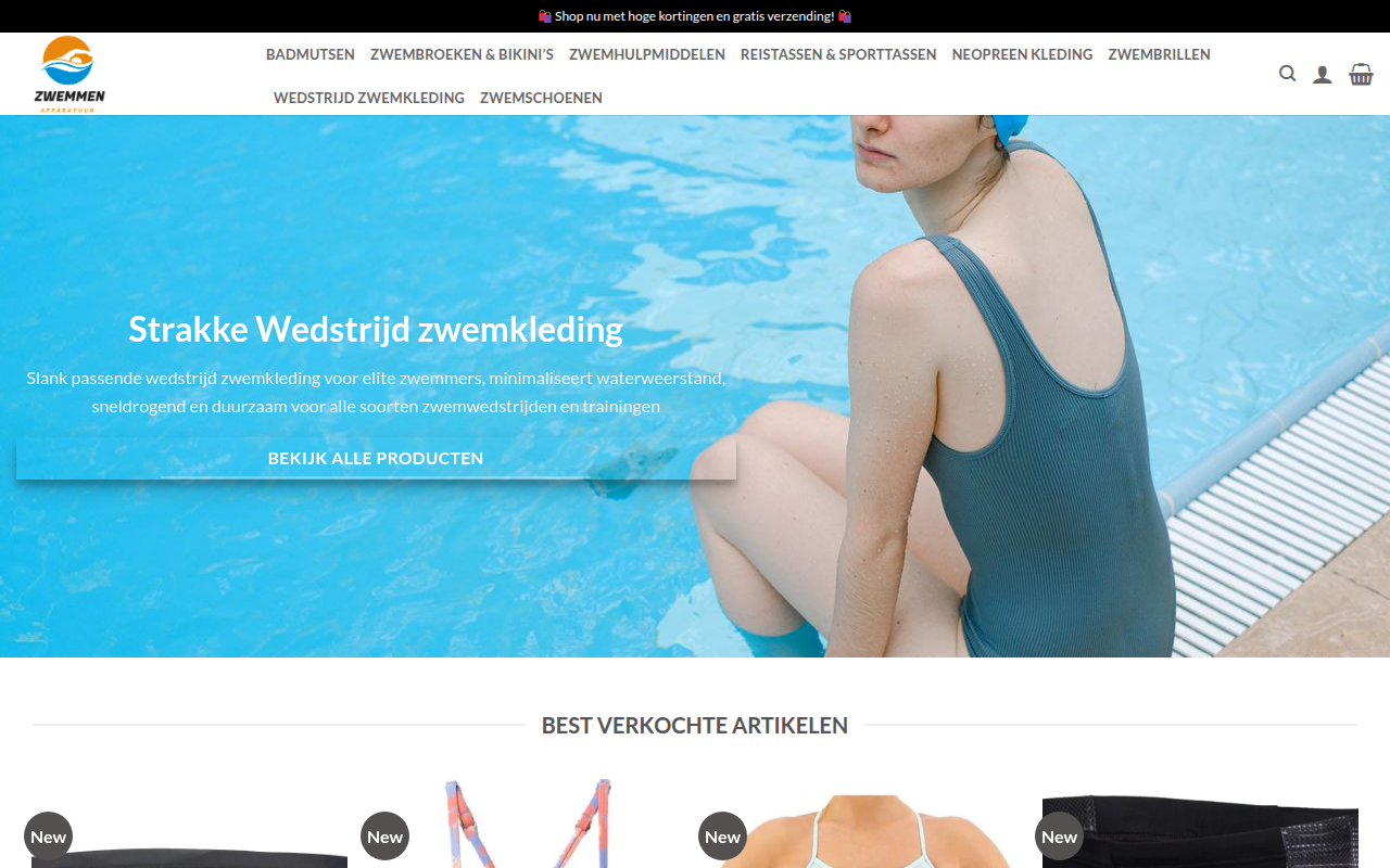 Screenshot van zwemuitrustingoutletnl.com