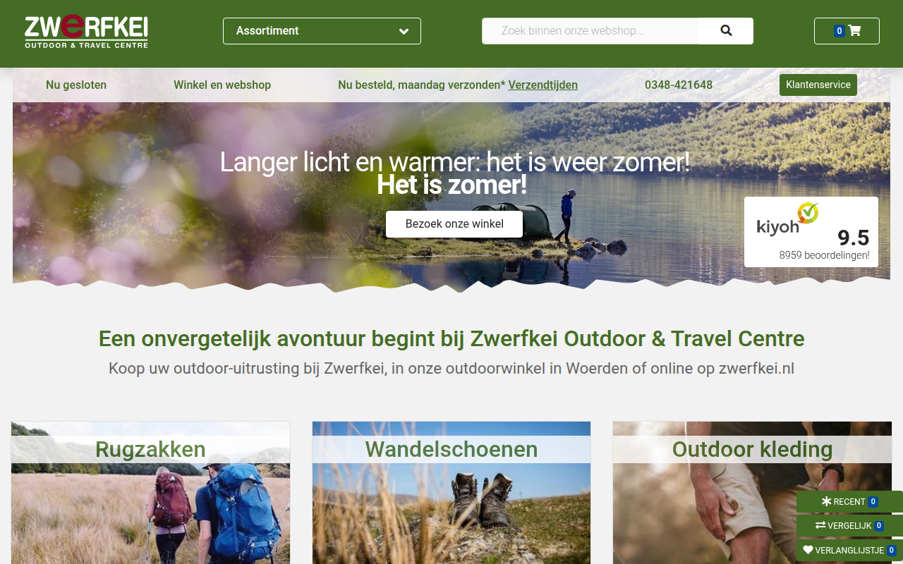Screenshot van zwerfkei.nl