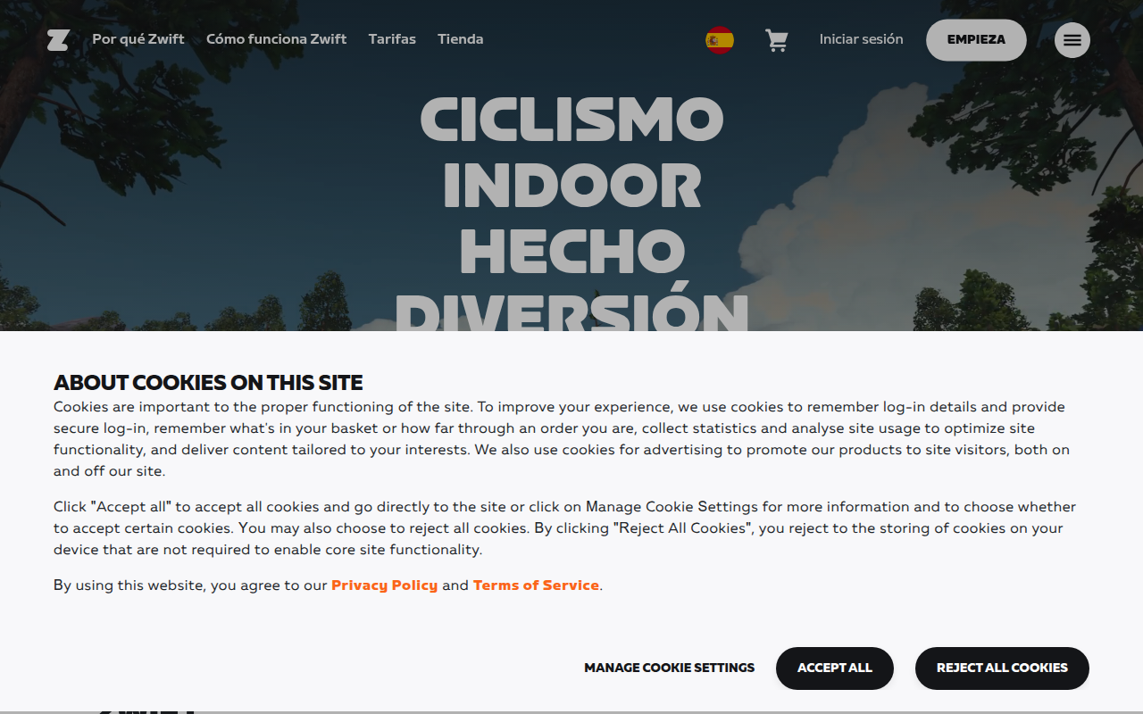 Screenshot van zwift.com