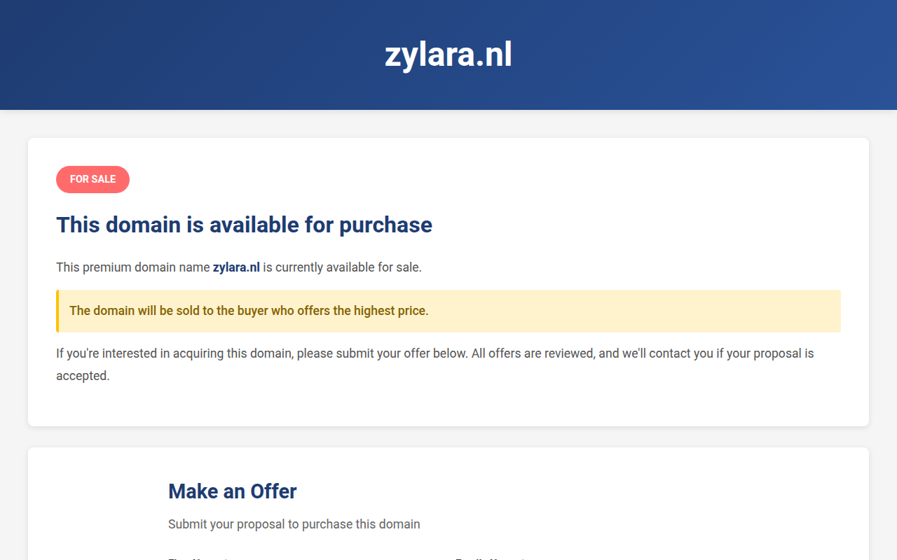 Screenshot van zylara.nl