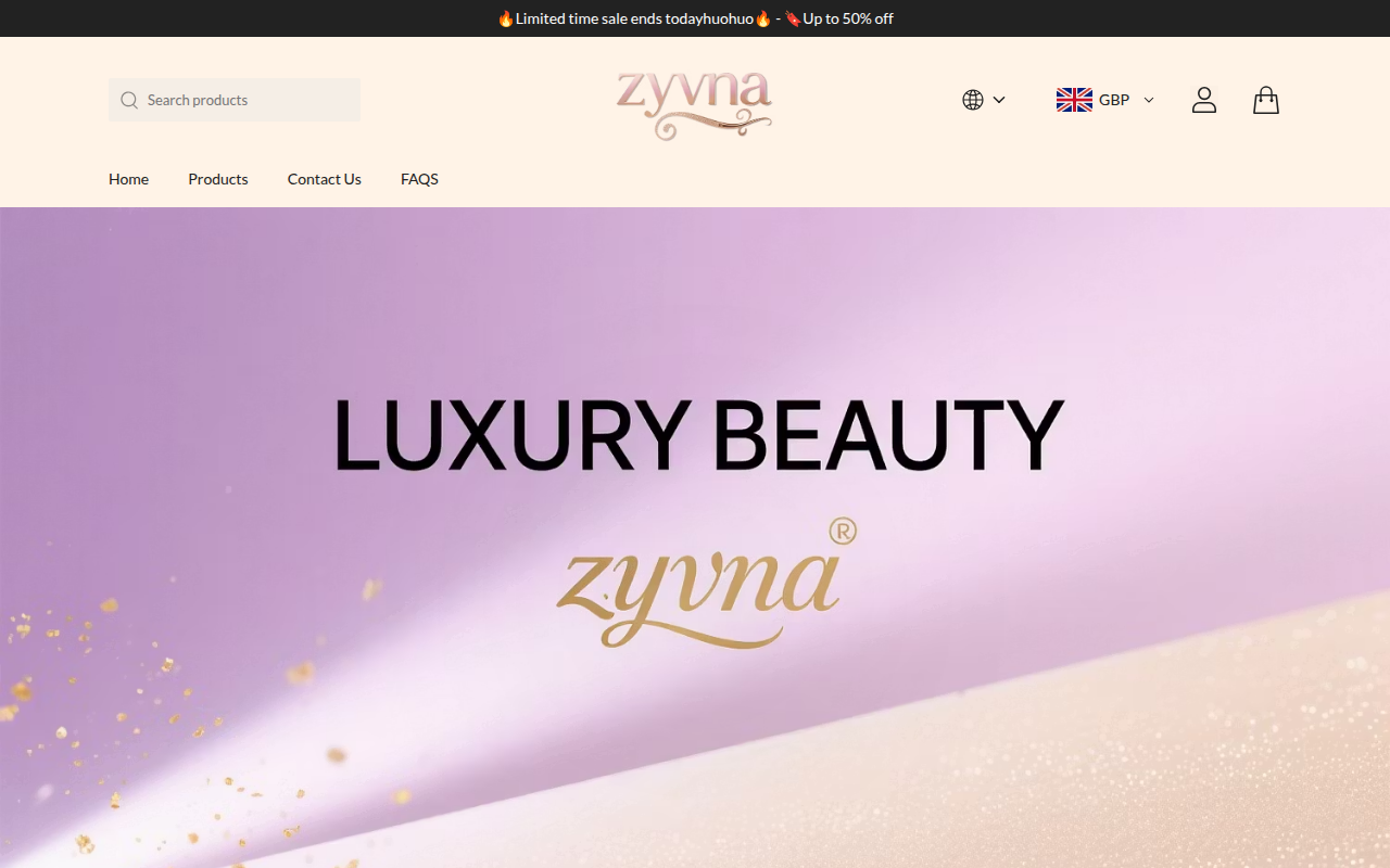 Screenshot van zyvna.com