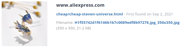 Voorbeeld identiek webshop item bij alibaba.com