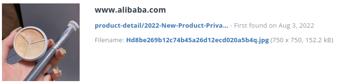 Voorbeeld webshopartikel identiek bij alibaba