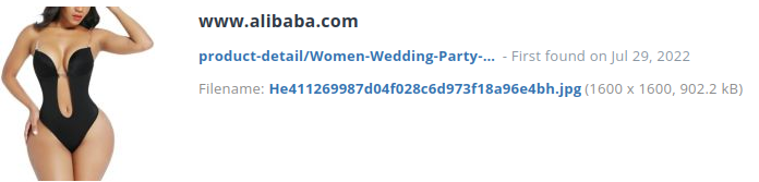 Identiek webshop product bij alibaba.com