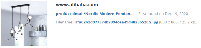 Identiek product bij alibaba.com