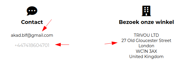 Adres bekend van andere oplichting webshops.