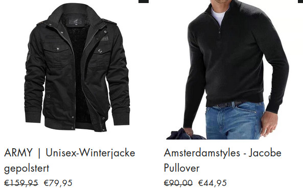 Producten zoals aangeboden op webshop