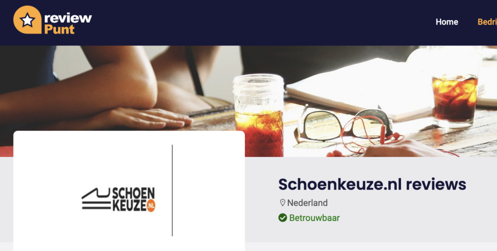 Sceenshot van Reviewpunt met daarop Schoenkeuze.nl als betrouwbaar aangemerkt