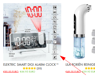 Product zoals aangeboden op webshop