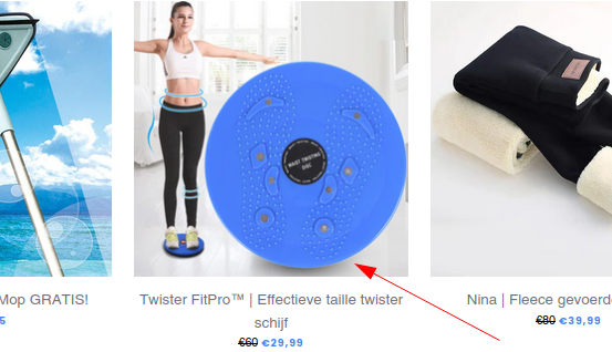 Product zoals aangeboden op webshop