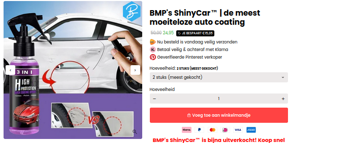 Product zoals aangeboden op webshop