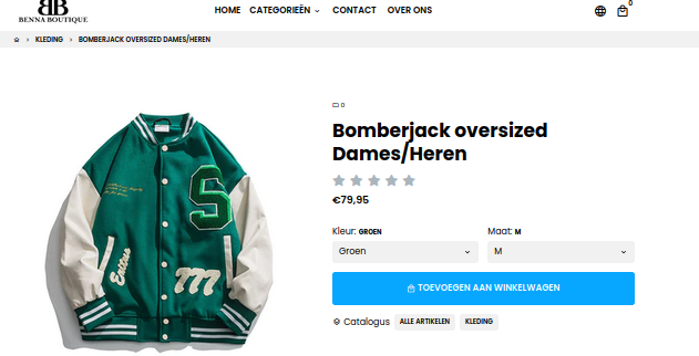 Product zoals aangeboden op webshop