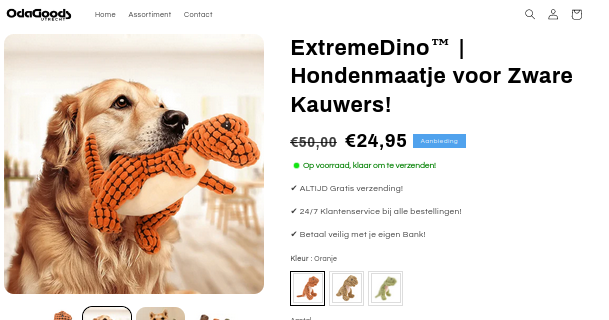 Product zoals aangeboden op webshop